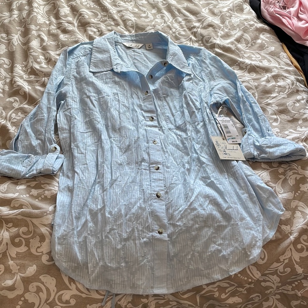 Blue button up dress shirt